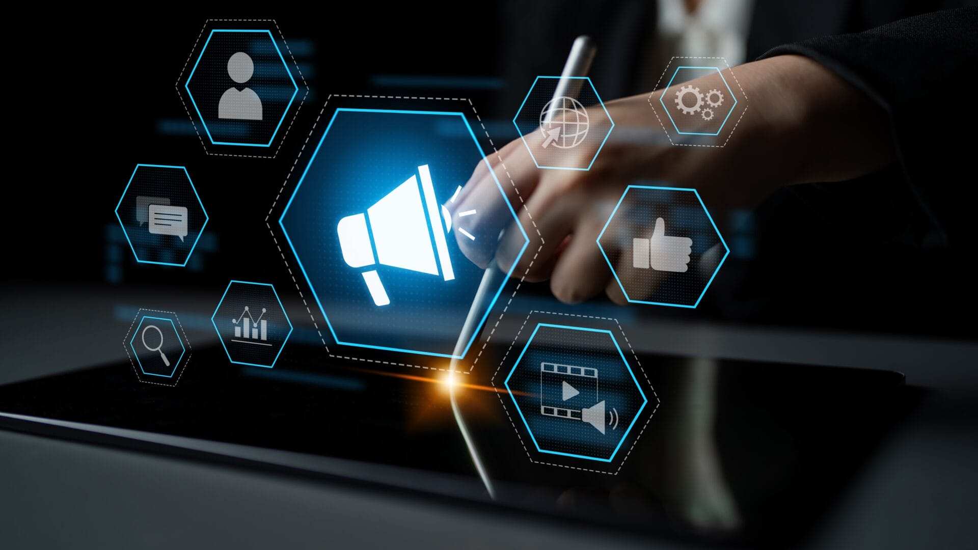 Digital,Marketing,Promotion,Strategy,Using,Megaphone,,Social,Media,Marketing,,Digital